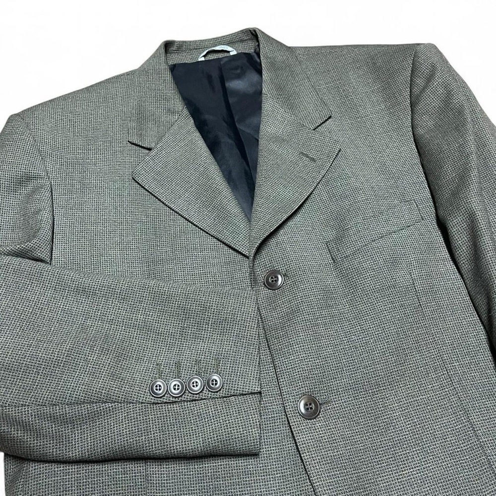 Bachrach Mens Sz 40S Blazer Made in Italy Grey Check Wool 3-Button VTG Corpcore